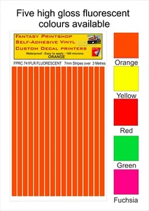 CALCOMANÍAS DE VINILO DE RADIOCONTROL TRANSFERENCIAS RAYAS REVESTIMIENTO PRECORTE FPRC741 NARANJA FLUORESCENTE 7mm - Imagen 1 de 3