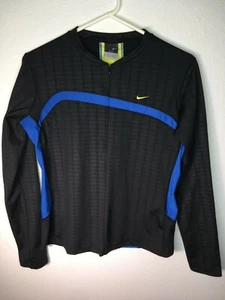 youth Nike Fit Dry 1/2 Zip Running Jacket Long Sleeve Black Blue  Size L 12-16 - Picture 1 of 7