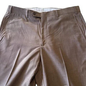 NWT Santorelli Wool Flat Front Dress Pants Roma Men's UNFINISHED Sz 36 Tan Color - Picture 1 of 10