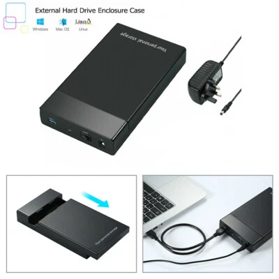 USB 3.0 2.5" 3.5" External SATA HDD SSD Hard Disk Drive Enclosure Caddy Case Box - Image 1 of 4