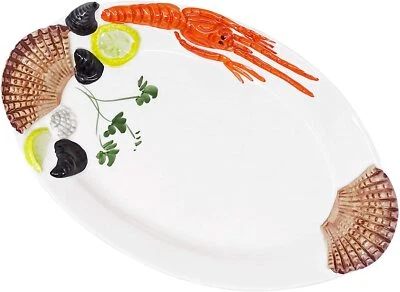 Relief ceramic plate seafood oval lobster plate serving plate approx. 32x20cm - Image 1 of 4