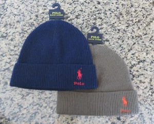Polo Ralph Lauren Gorro Firma Pony Mezcla de Lana Puño Punto Acanalado Sombrero - Imagen 1 de 5