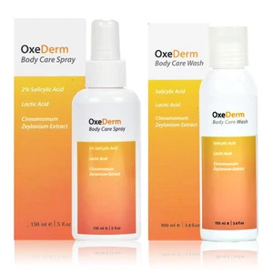 OxeDerm Salicylic Acid 2% Shower Gel + Anti Acne Body Spray Treatment, Spots etc - Picture 1 of 2