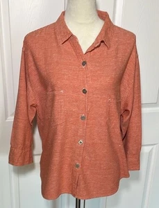 Chico’s Design Leinenmischung Button Down Kragen gestreift Hemd 3/XL - Bild 1 von 9