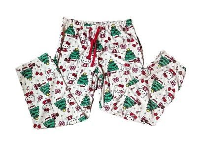 Pantalones de pijama de Navidad Hello Kitty nuevos sin etiquetas, suave y ligero polar, talla mediana Foto 1 de 3