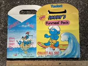 1980’s Smurfs Hardee’s Children’s Meal Box Funmeal Pack 80’s Dibujos animados - Imagen 1 de 14