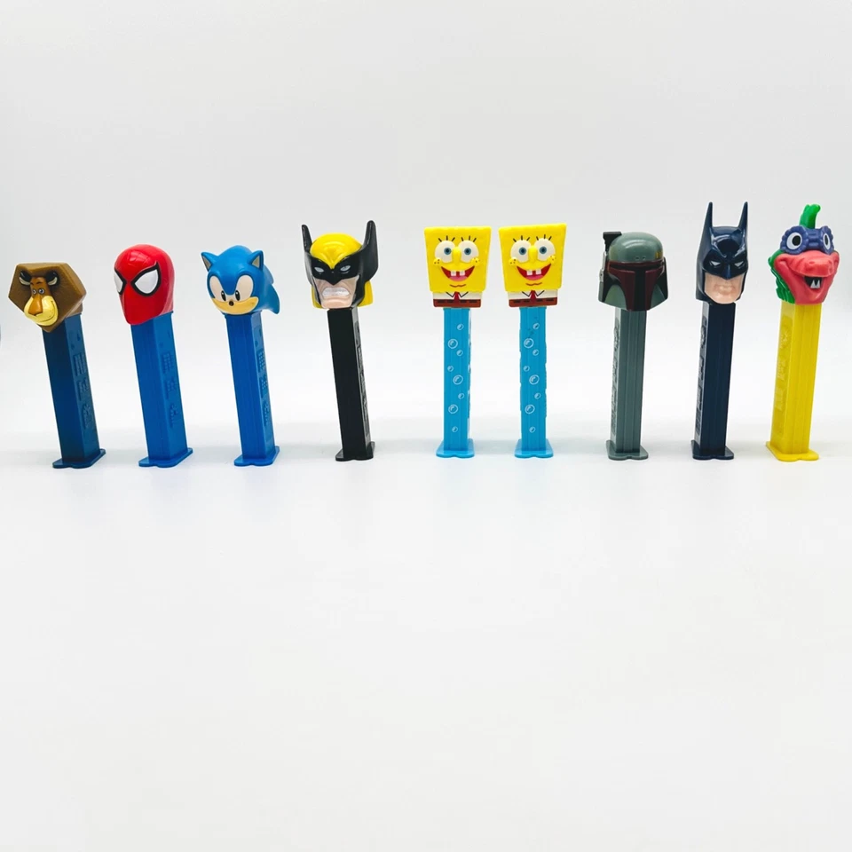Lote Dispensador PEZ Bob Esponja Sonic Wolverine Batman Boba Fett Spider-Man Hungría Foto 1 de 1