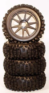 4PCS RC Off Road 1/8 Buggy Auto Big-Blocks BSK Pneumatici Incollati, Esagonale 17mm - Foto 1 di 1