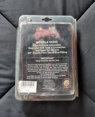 Regulador ajustable de alta presión King Kooker 04502 con conexión tipo 1, hembra Foto 1 de 4