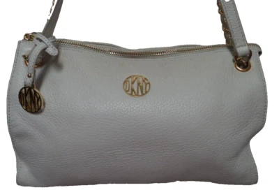 DKNY Leather shoulder bag purse chain strap pebbled zip top studded bottom - Image 1 of 4