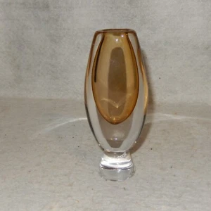 Signed Vicke LINDSTRAND Kosta Boda AMBER Sommerso Sweden Bud Vase Glass 41711 - Picture 1 of 7