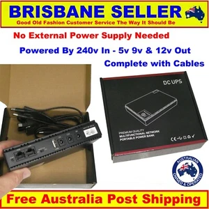 UPS NBN 5v 9v 12v 24v PHONE MODEM ROUTER EFTPOS CCTV 240v + RECHARGEABLE BATTERY - Picture 1 of 15