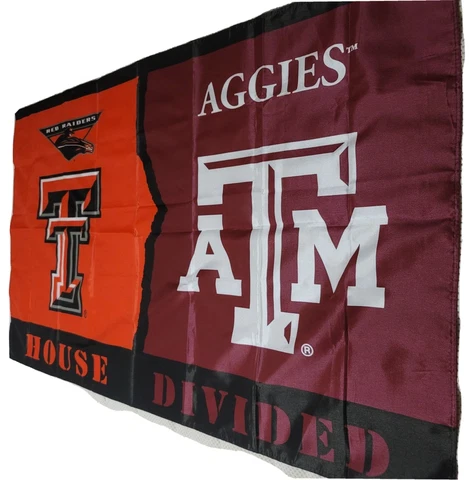 Texas A M Red Raiders House Divided  35 x 61 Inch  Banner Flag  Man Cave Cover