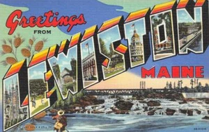 Maine ME   LEWISTON LARGE LETTER LINEN  State Scenes  ca1940's Curteich Postcard - Picture 1 of 2