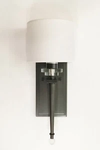 Modern Wall Sconce Light-Aged Black Patina-Wrap Around Shade/Crystal Accents-FS - Picture 1 of 5