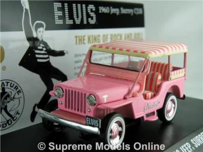 ELVIS JEEP SURREY CJ3B MODEL CAR 1:43 SIZE GREENLIGHT 86472 GRACELAND PINK R01 - Image 1 of 4