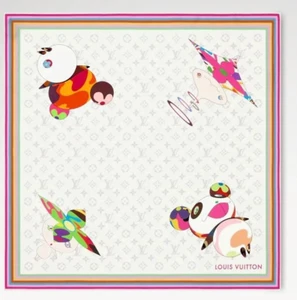 LOUIS VUITTON × Takashi Murakami Kare 70 Bufanda Panda Superplana Nueva sin Etiquetas - Imagen 1 de 8