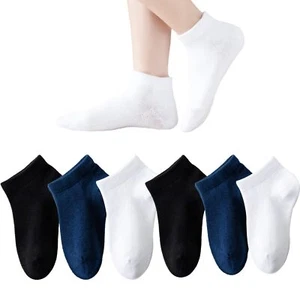 Boys/Girls Low Cut Cotton Socks Kids Seamless School Socks 6 Packs Black/Whit... - Picture 1 of 6