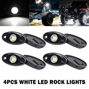 4Pcs Underbody Glow White LED Rock Lights for Jeep SUV Pickup Truck ATV UTV Boat - Picture 1 of 12