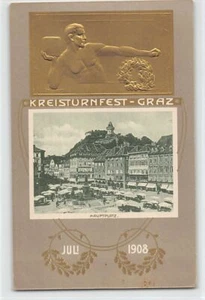Österreich - Graz (ST) Goldprägung - Kreisturnfest Juli 1908 - Hauptplatz - Picture 1 of 2