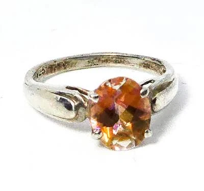 Anillo Twilight Fire Mystic Topacio Naranja Piedras Preciosas Solitario Talla 5.5 Foto 1 de 4