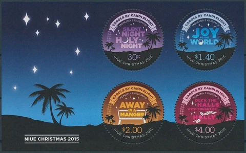 Christmas Stamps Niue 2015 MNH Carols by Candlelight Away in Manger 4v M/S Cover