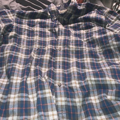 Duluth Trading Flannel Shirt Mens 2XL Blue Gray Plaid Long Sleeve Button Down - Image 1 of 4
