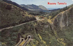 Postcard HI: Nuuanu Tunnels, Aerial View, Pali Road, Oahu, Hawaii, Posted 1965 - Picture 1 of 2