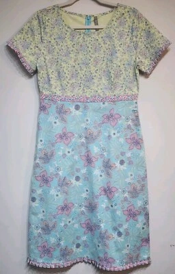 Hanna Andersson Dress Size 8 Pastel Paisley Flower Pink Blue Yellow Bohemian - Image 1 of 4