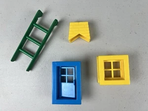Lincoln Logs 4 Piece Lot Replacement Building Parts Chimney Door Window Ladder - Picture 1 of 10
