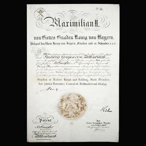 Documento de patente firmado por el rey Maximiliano José II Chamberlain Corte Real - Imagen 1 de 12