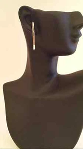 Trendiger einzigartiger langer Stab Ohrring in Silber und Gold - Bild 1 von 5