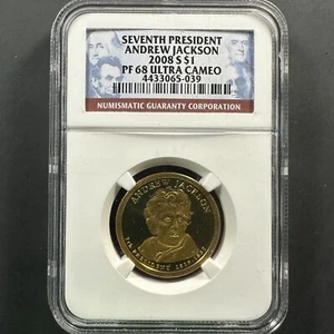 2008-S $1 Andrew Jackson Presidential Dollar, PROOF, NGC PF68 UCAM (85218) - Picture 1 of 2
