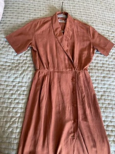 Liz Claiborne 100% Silk Dress Womens 4 Petite XS Burnt Orange Clay Color - Picture 1 of 6