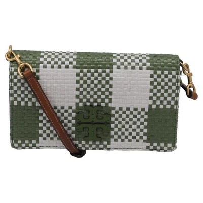 Tory Burch Mcgraw Woven Crossbody Bag In Leather Men Green One Size - Image 1 of 4