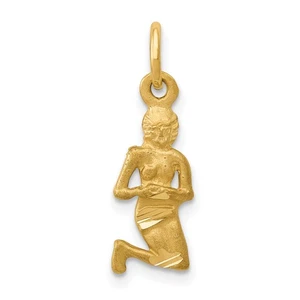14k Satin Diamond-cut Virgo Zodiac Charm C481 - Picture 1 of 4