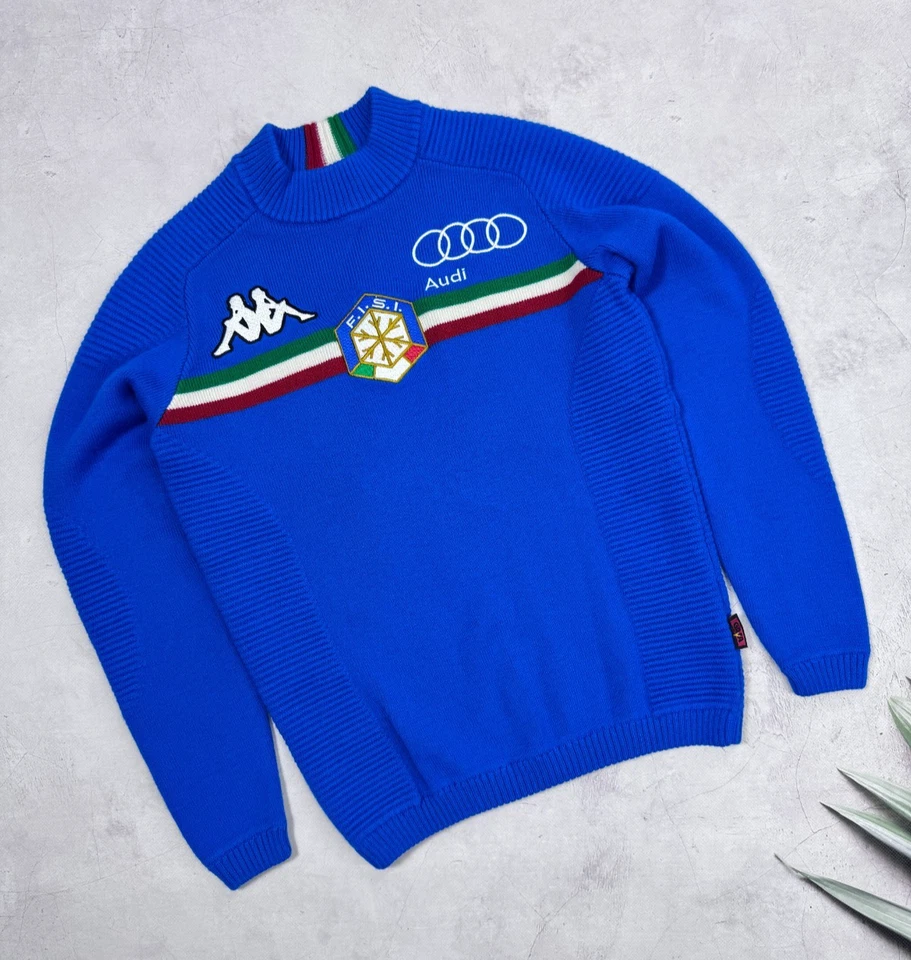 复古 F.I.S.I. 意大利奥林匹克滑雪队毛衣上衣 Kappa 尺寸 S — 第 1/4 张图片