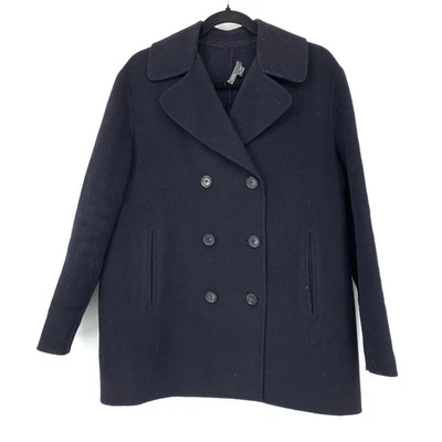 Vince Women's Size Small Double Breasted Wool Pea Coat Long Sleeve Navy Blue - Image 1 of 4