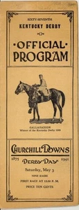 1941 KENTUCKY DERBY HORSE RACING PROGRAM WHIRLAWAY TRIPLE CROWN WINNER - Picture 1 of 7