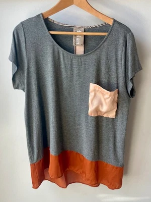 Anthropologie XL Dolan Colección Costa Izquierda Gris Naranja Borde Inferior Bolsillo Superior Foto 1 de 4