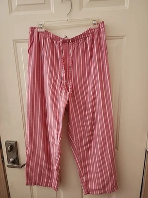 Pantalones/pantalones de pijama Charter Club Intimates para mujer rosa/blanco a rayas. Talla grande Foto 1 de 2
