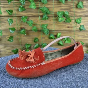 Lands' End Damen 8 breite orange Wildleder Mokassin Halbschuhe Quaste Slipper Freizeit - Bild 1 von 6