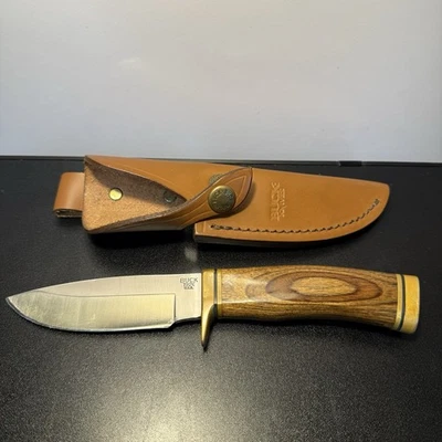 Facas Buck, 192 Vanguard com bainha de couro, lâmina de cetim, versão 2011, USADO - Imagem 1 de 4