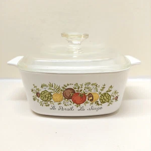 Vintage Corning Ware SPICE OF LIFE "Le Persel La Sauge" 1.5 Qt + PYREX Lid - Picture 1 of 7