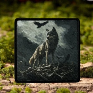Wolf mit Raben Patch mit Klett | Digital Druck | Moral Aufnäher - Bild 1 von 2