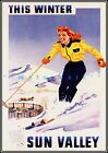 Ski Sun Valley Idaho Winter Sports Vintage Poster Print Retro Travel Skiing Art