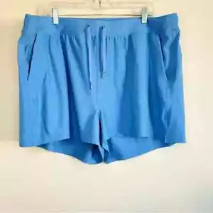 Old Navy Active Powersoft XXL High-Rise Go Dry Drawstring Shorts Blue Pockets - Picture 1 of 7