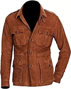 Herren Wildleder Leder Mantel Klassisch Vintage Longmire Robert Sheriff Vier Taschen Mantel - Bild 1 von 10