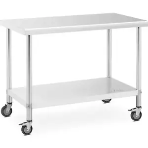Rollbarer Edelstahl Arbeitstisch Edelstahltisch Gastrotisch 60 x 120 cm 158 kg - Bild 1 von 5