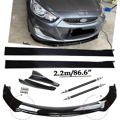 For Hyundai Accent Front Rear Lip Chin Bumper Spoiler Side Skirt Glossy Black - Image 1 of 4